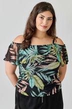 Plus Size Tropical Inspired Off The Shoulder Top | Mixtshop LLC