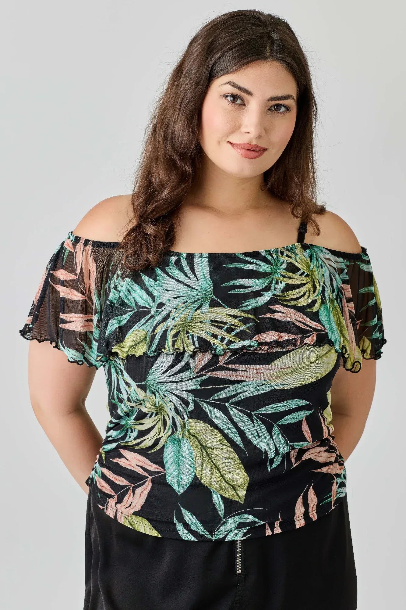 Plus Size Tropical Inspired Off The Shoulder Top | Mixtshop LLC