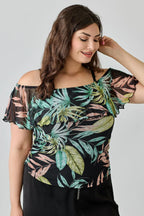 Plus Size Tropical Inspired Off The Shoulder Top | Mixtshop LLC