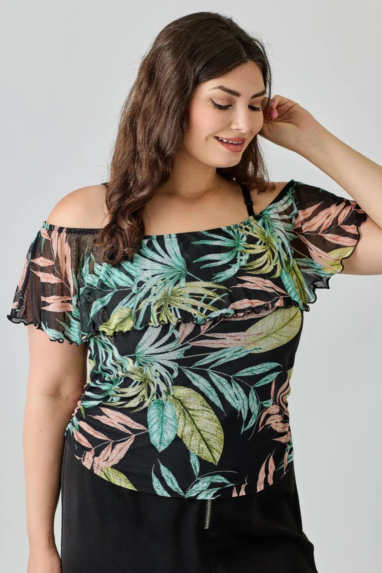 Plus Size Tropical Inspired Off The Shoulder Top | Mixtshop LLC