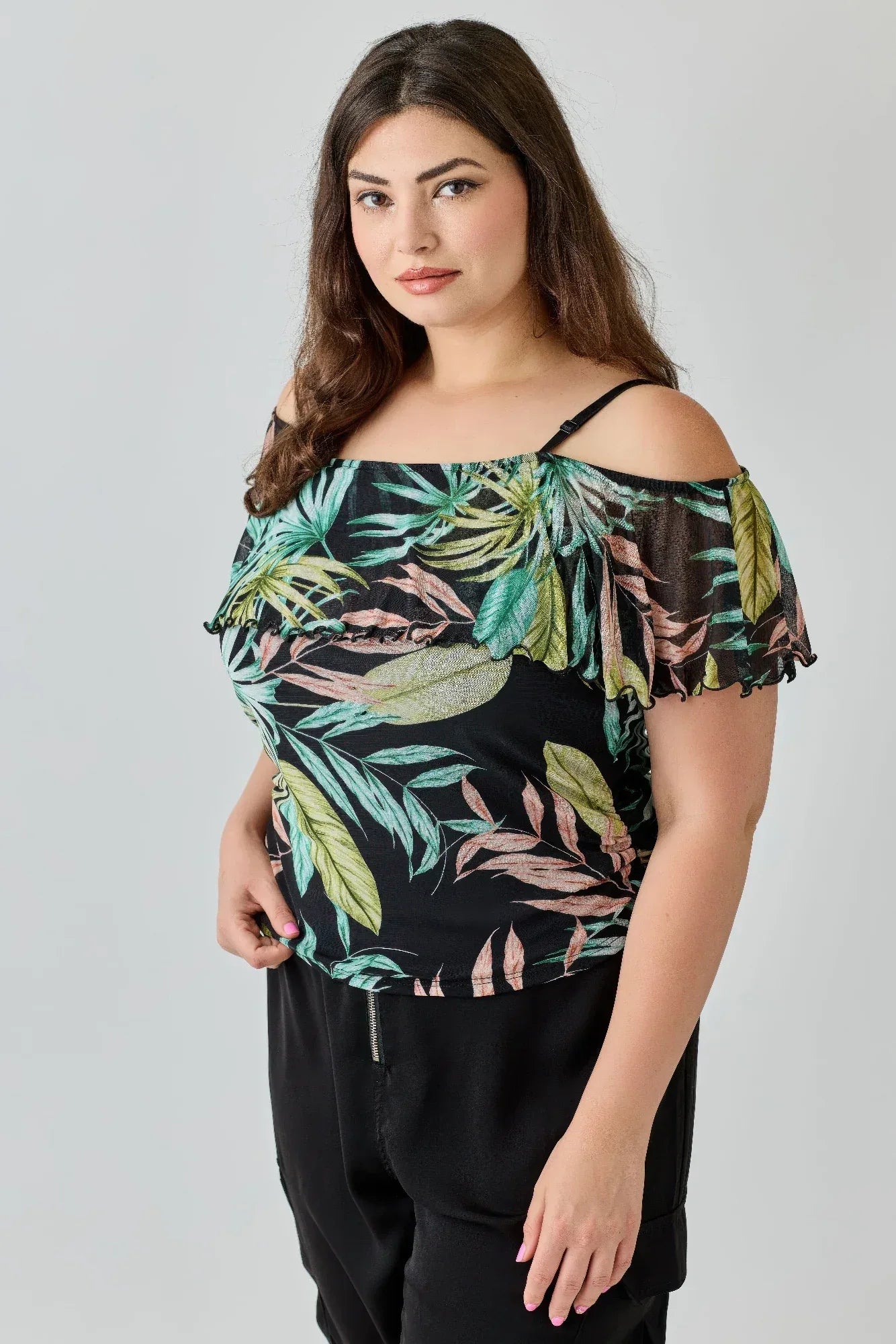Plus Size Tropical Inspired Off The Shoulder Top | Mixtshop LLC