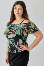 Plus Size Tropical Inspired Off The Shoulder Top | Mixtshop LLC