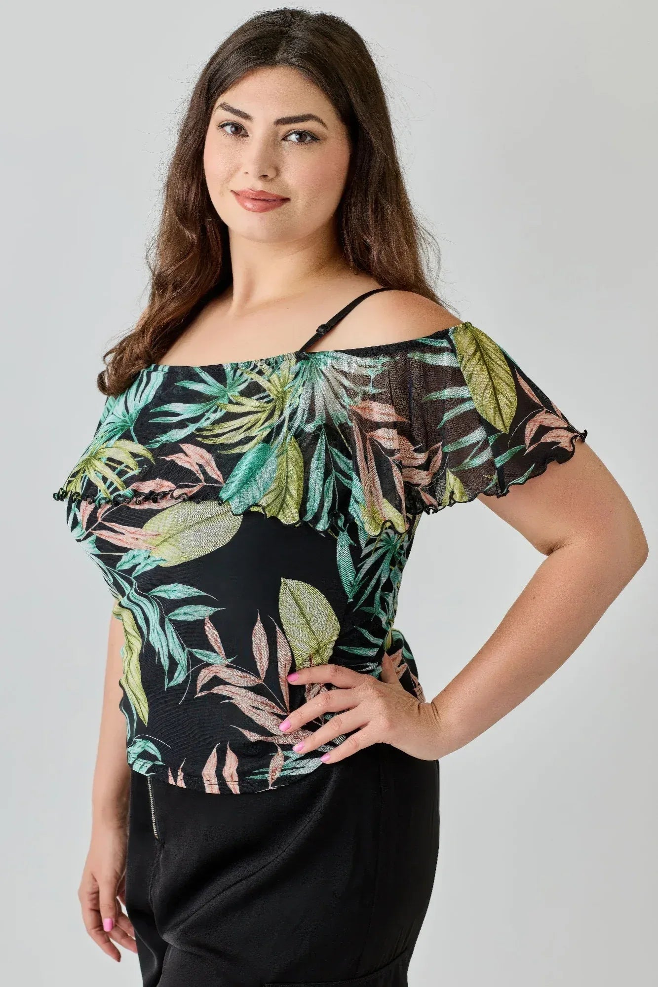 Plus Size Tropical Inspired Off The Shoulder Top | Mixtshop LLC