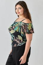 Plus Size Tropical Inspired Off The Shoulder Top | Mixtshop LLC