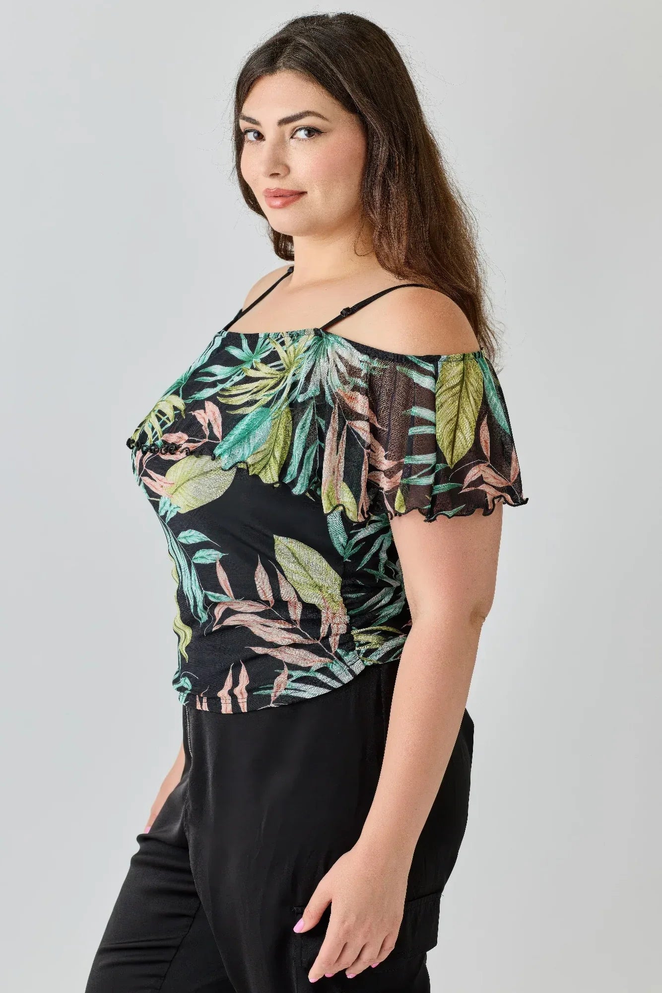 Plus Size Tropical Inspired Off The Shoulder Top | Mixtshop LLC
