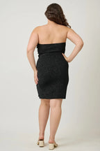 Plus Strapless Black Glitter Bodycon Mini Dress | Mixtshop LLC