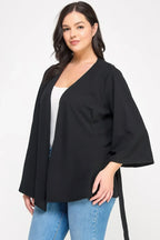 Plus Size Black Wrap Tie-waist Jacket | Mixtshop LLC