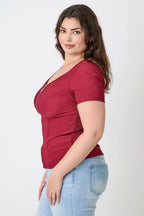 Plus Size Zip Front Fitted Stretch Top | Mixtshop LLC
