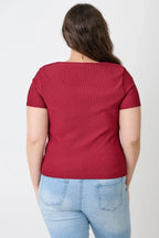 Plus Size Zip Front Fitted Stretch Top | Mixtshop LLC