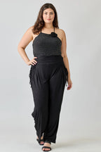 Plus Size Wide-leg Pants W Side Drawstring Detail | Mixtshop LLC
