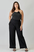Plus Size Wide-leg Pants W Side Drawstring Detail | Mixtshop LLC