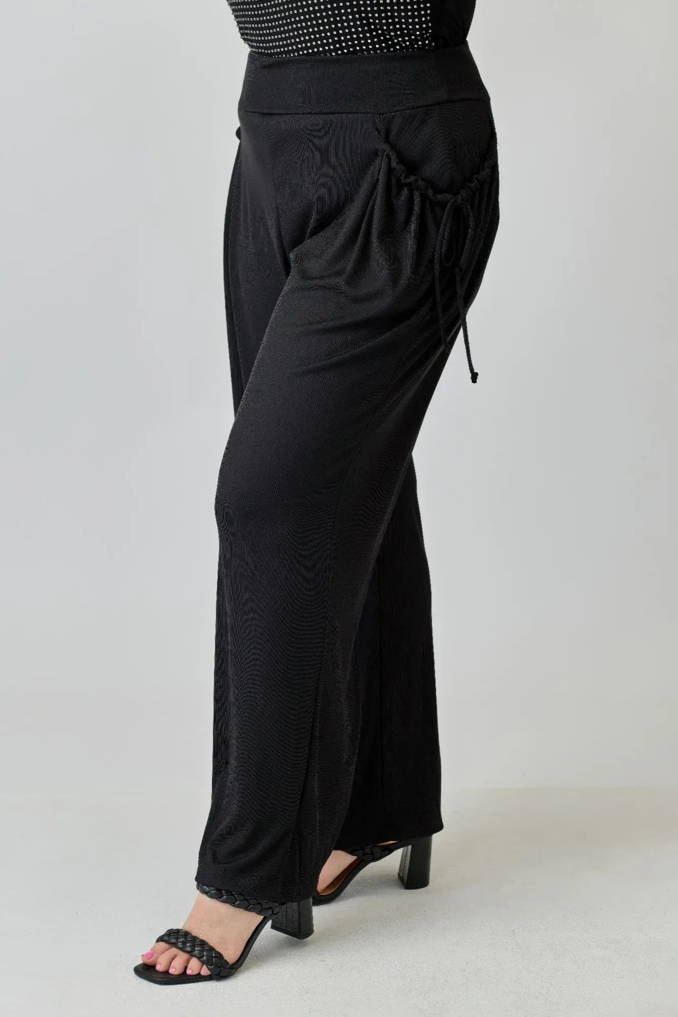 Plus Size Wide-leg Pants W Side Drawstring Detail | Mixtshop LLC