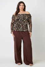 Plus Size Leopard Print Off-the-shoulder Blouse | Mixtshop LLC