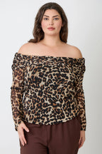 Plus Size Leopard Print Off-the-shoulder Blouse | Mixtshop LLC