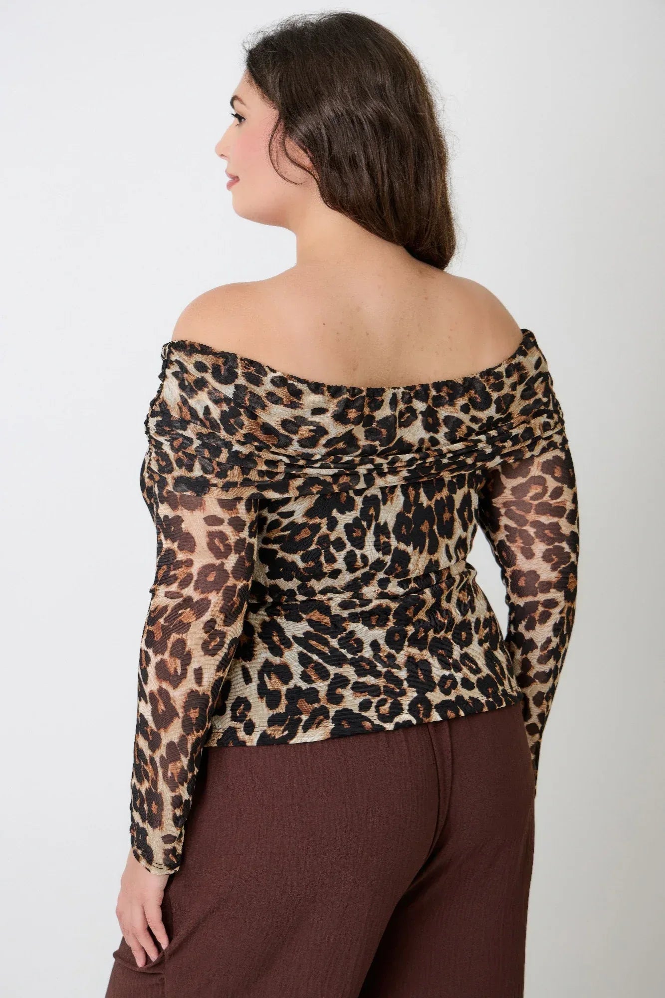 Plus Size Leopard Print Off-the-shoulder Blouse | Mixtshop LLC