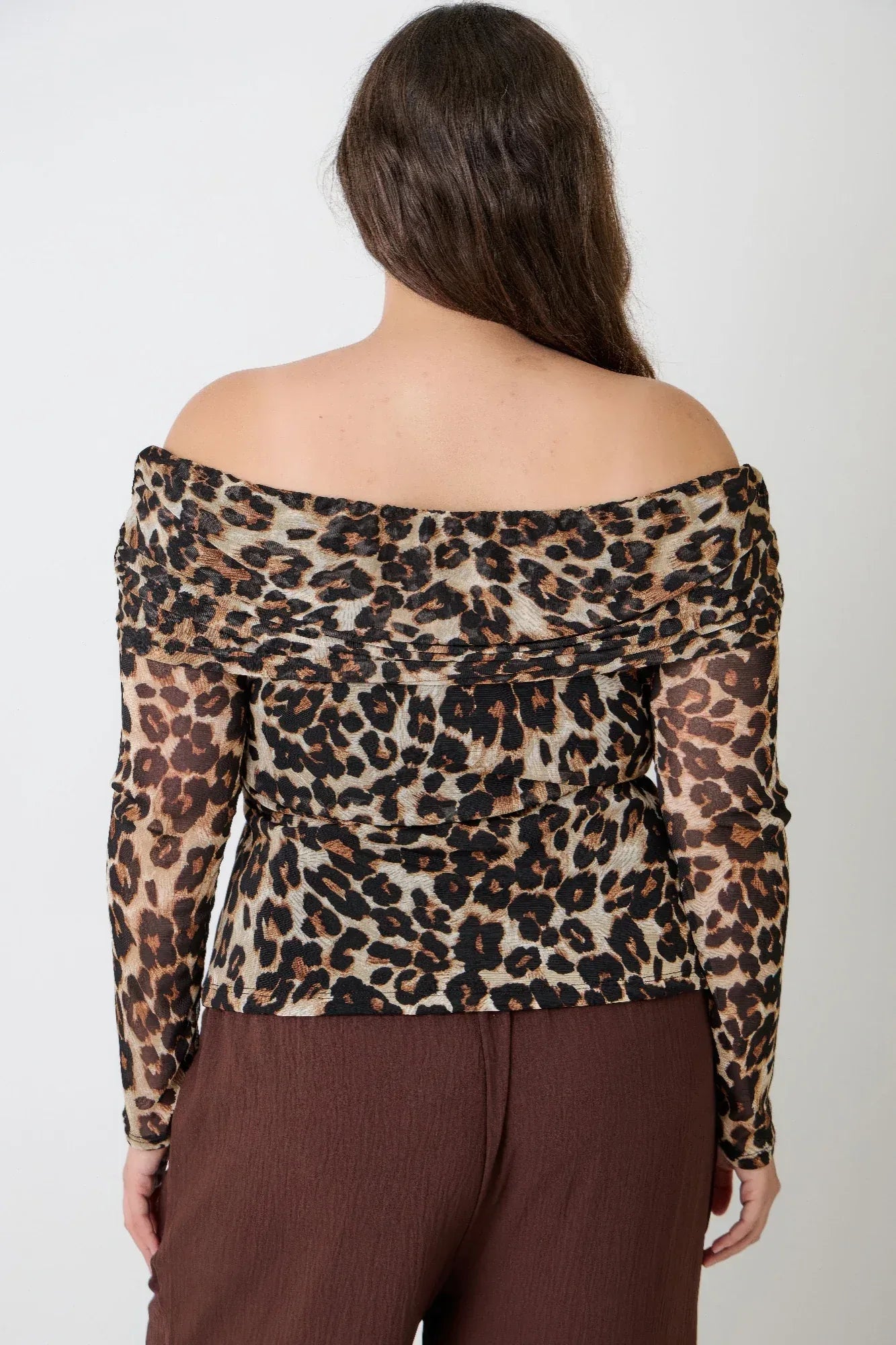 Plus Size Leopard Print Off-the-shoulder Blouse | Mixtshop LLC