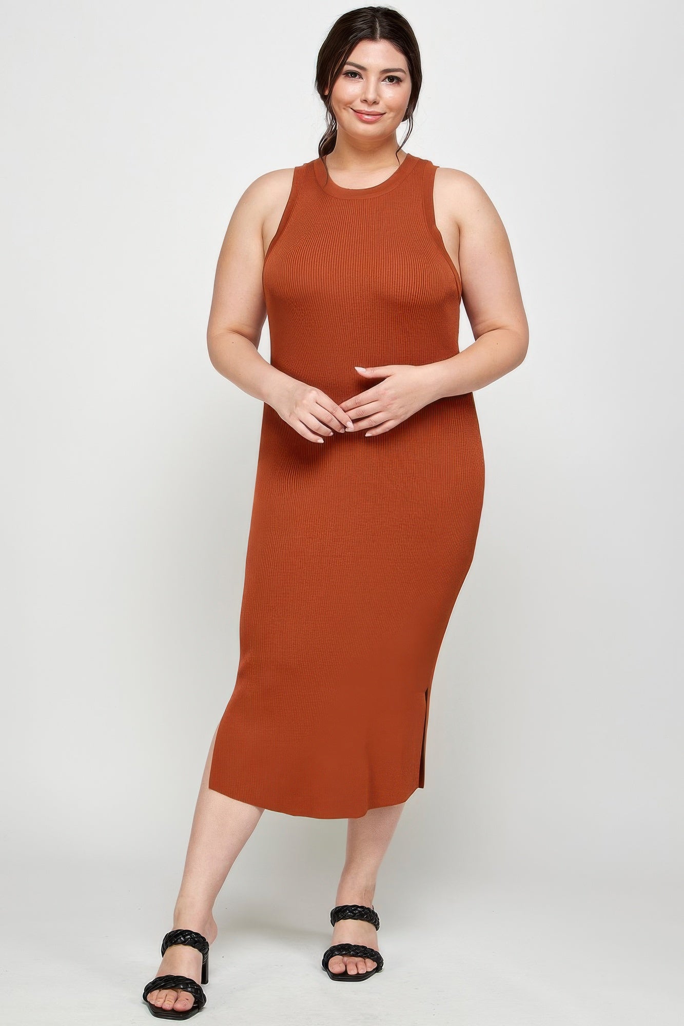 Plus Size Stretchy Racer Back Midi Dress Secondary image