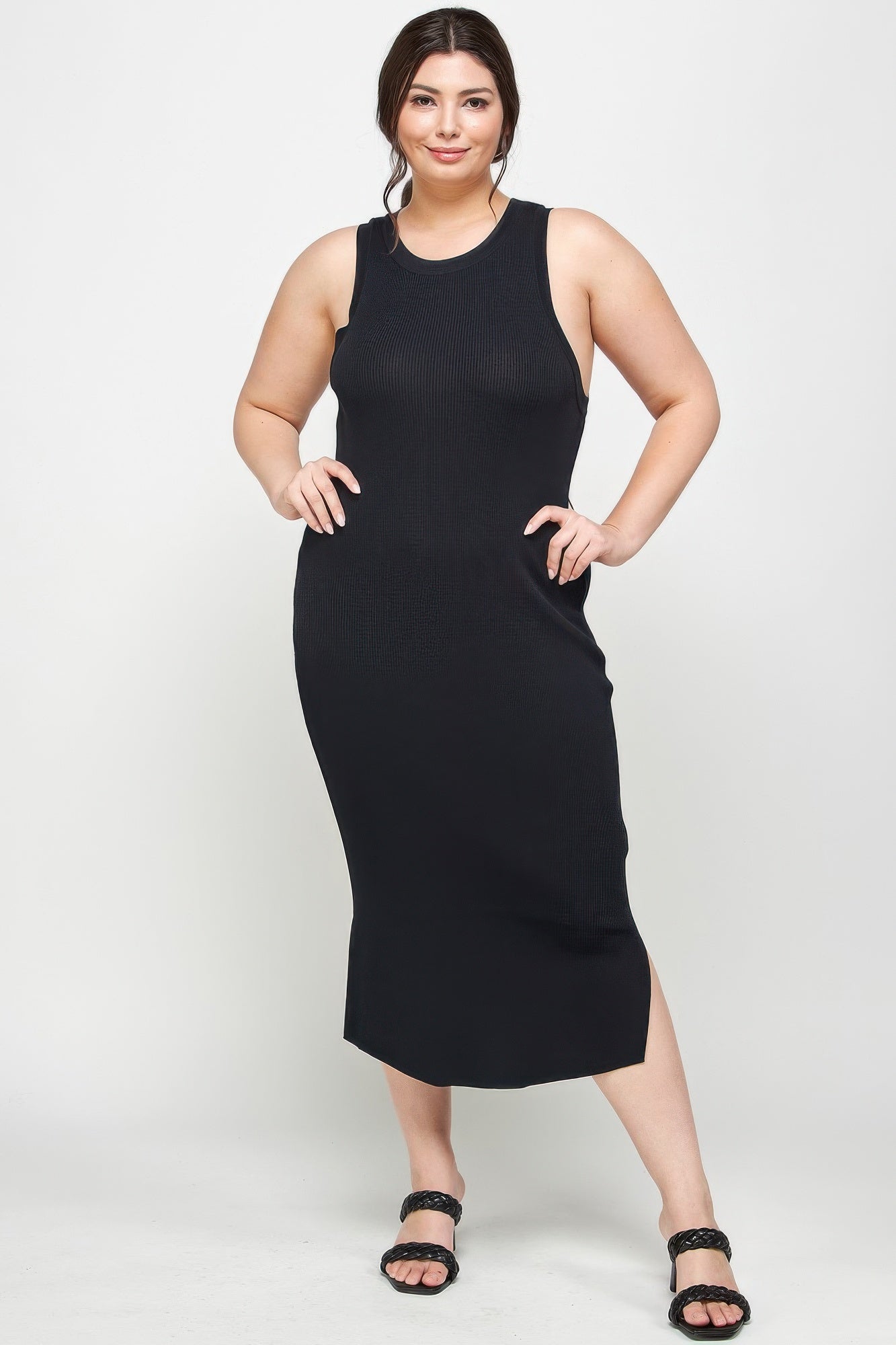 Plus Size Stretchy Racer Back Midi Dress Secondary image