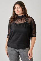 Plus Size Draped Mesh Top With Tank | Mixtshop LLC