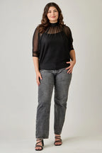 Plus Size Draped Mesh Top With Tank | Mixtshop LLC