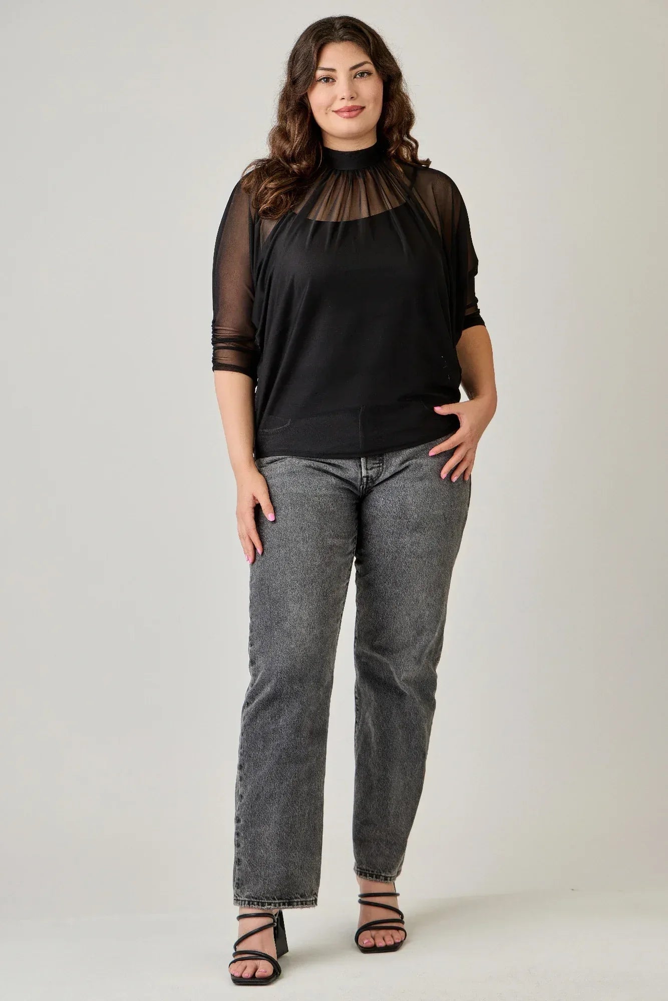 Plus Size Draped Mesh Top With Tank | Mixtshop LLC