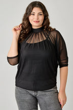 Plus Size Draped Mesh Top With Tank | Mixtshop LLC
