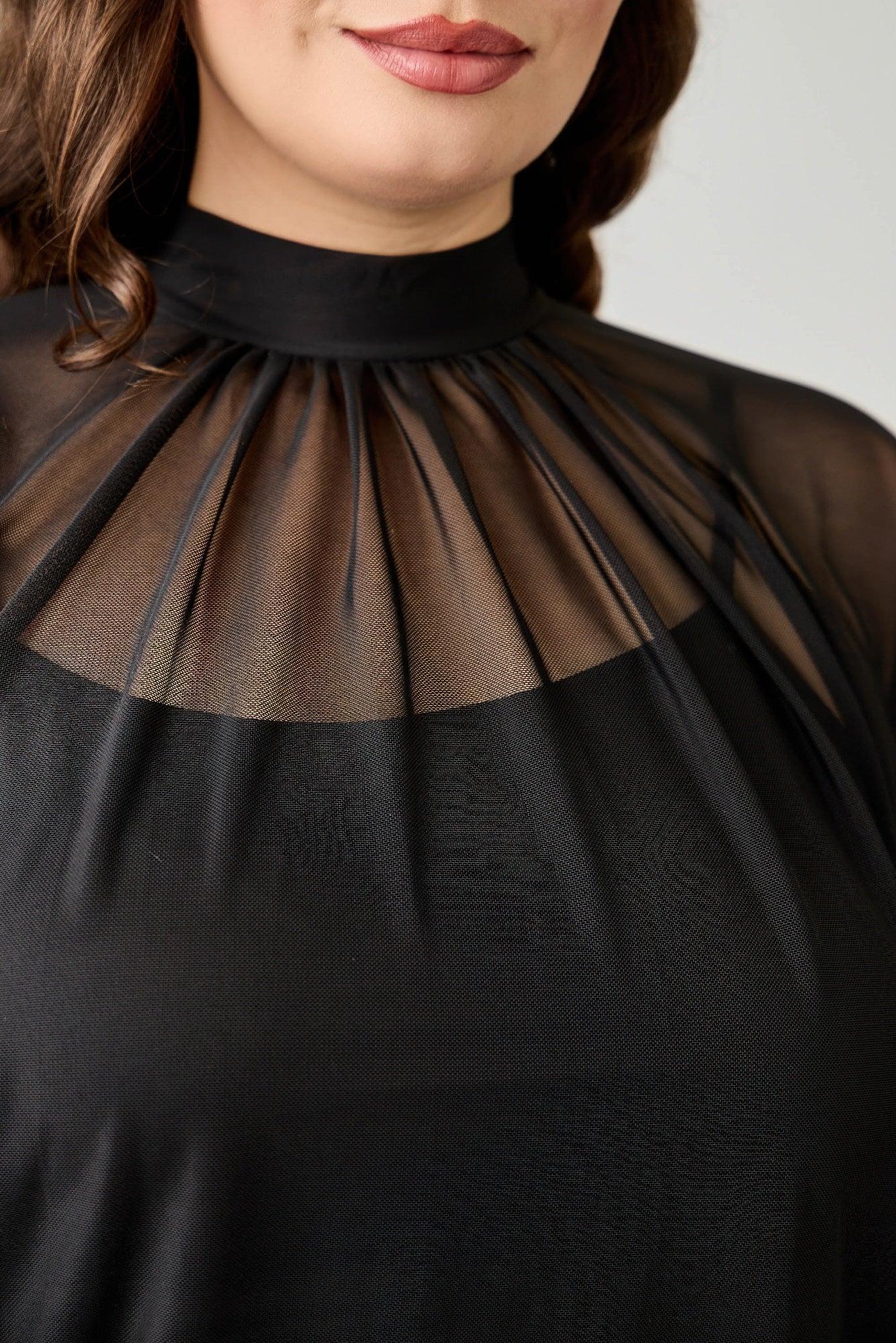 Plus Size Draped Mesh Top With Tank | Mixtshop LLC