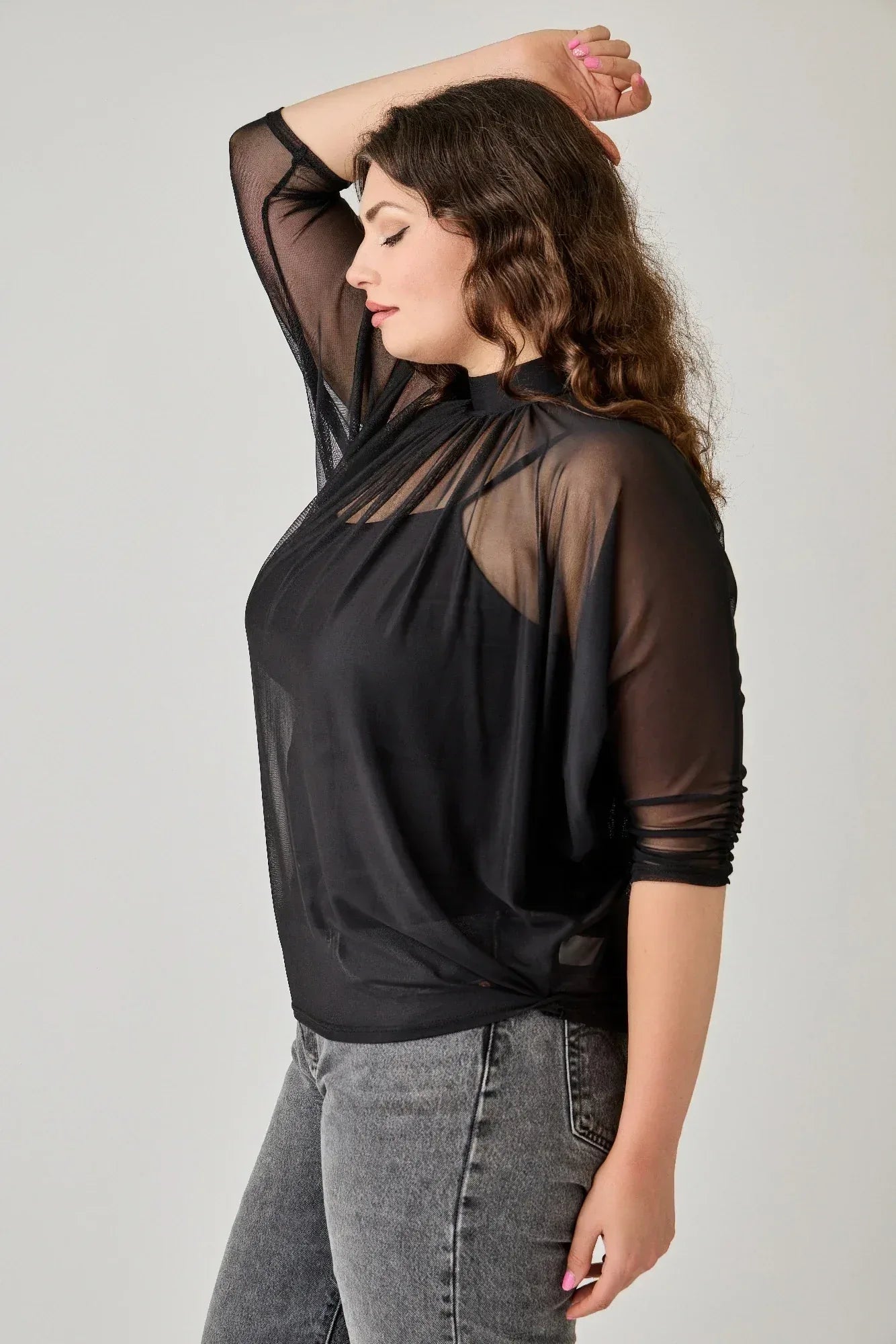 Plus Size Draped Mesh Top With Tank | Mixtshop LLC