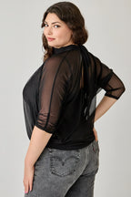 Plus Size Draped Mesh Top With Tank | Mixtshop LLC