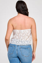 Plus Size Strapless Stretch Lace Bow Front Top | Mixtshop LLC