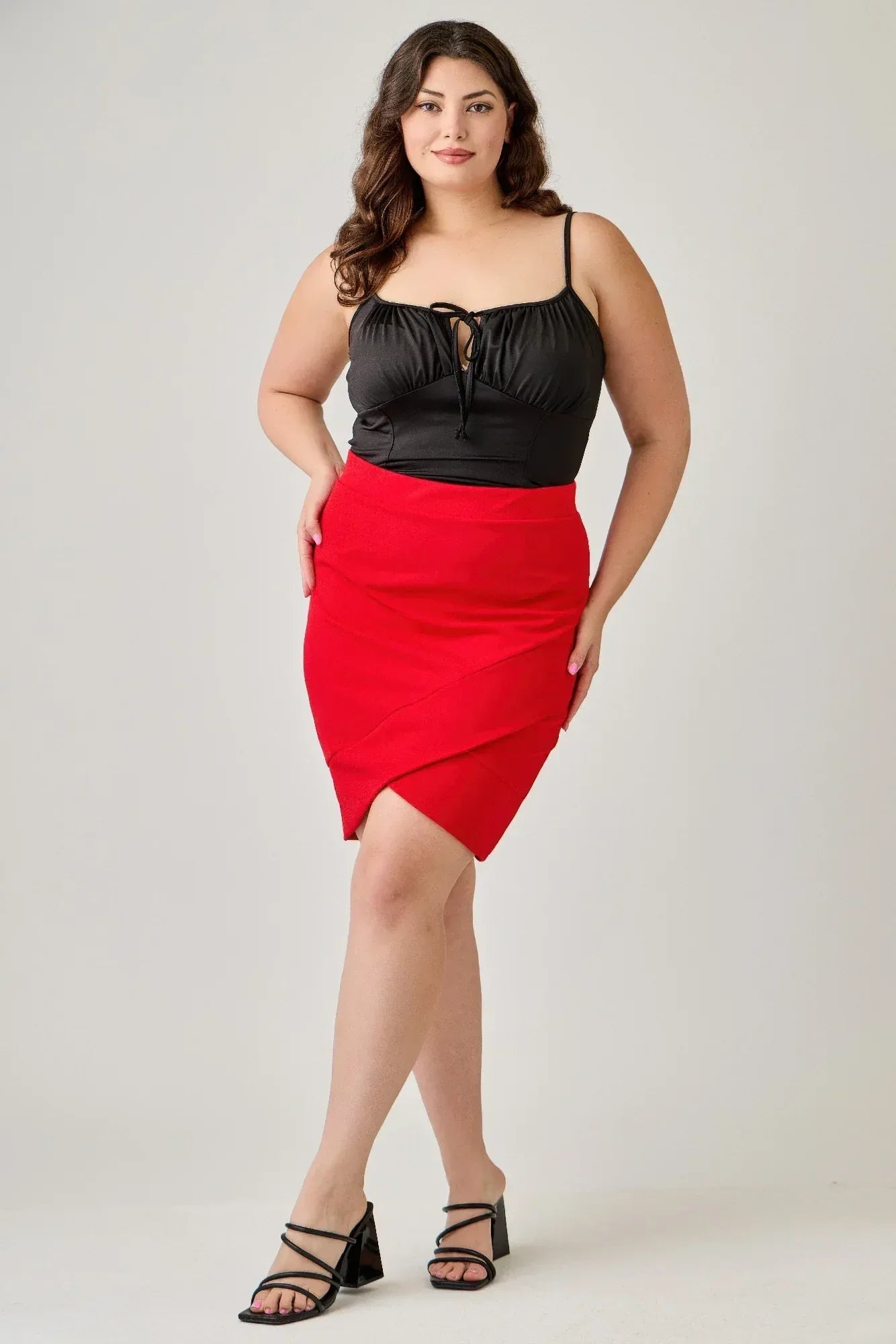 Plus Size Tulip Hem Knit Crepe Skirt Secondary image