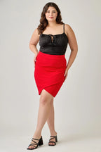Plus Size Tulip Hem Knit Crepe Skirt | Mixtshop LLC