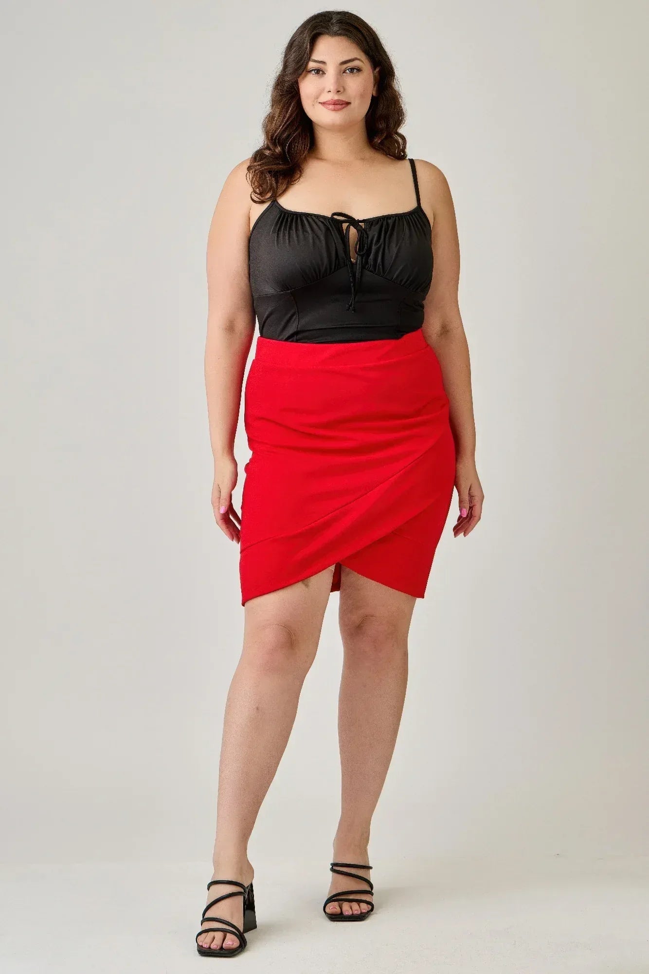 Plus Size Tulip Hem Knit Crepe Skirt | Mixtshop LLC