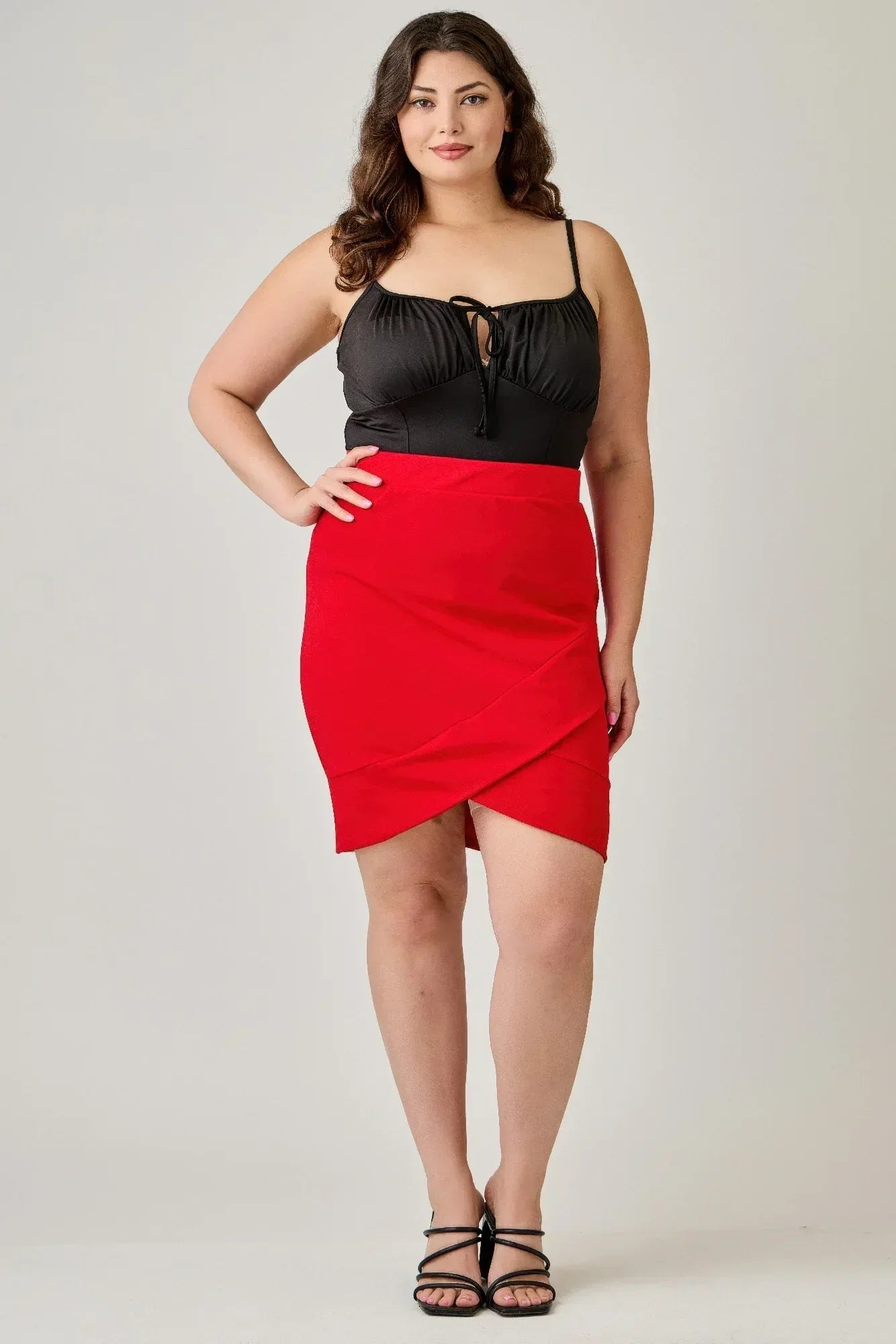 Plus Size Tulip Hem Knit Crepe Skirt | Mixtshop LLC