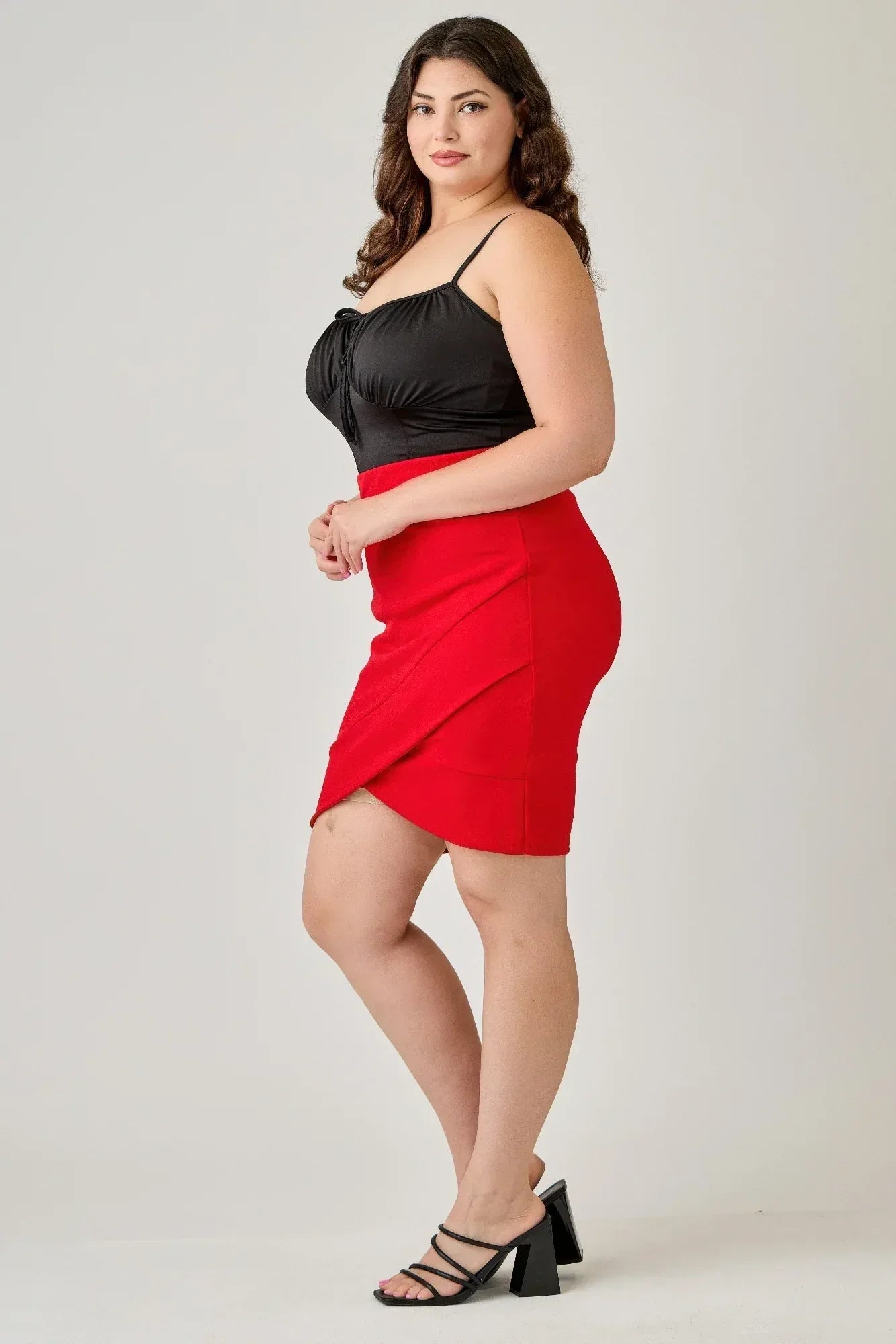 Plus Size Tulip Hem Knit Crepe Skirt | Mixtshop LLC