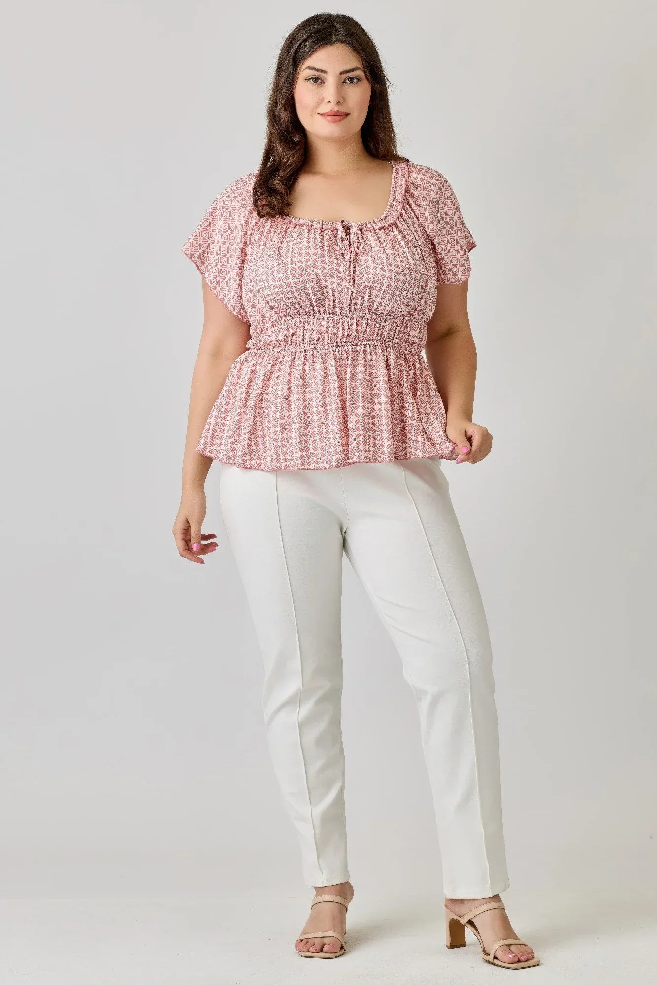 Plus Size Geometric Challis Print Top Secondary image