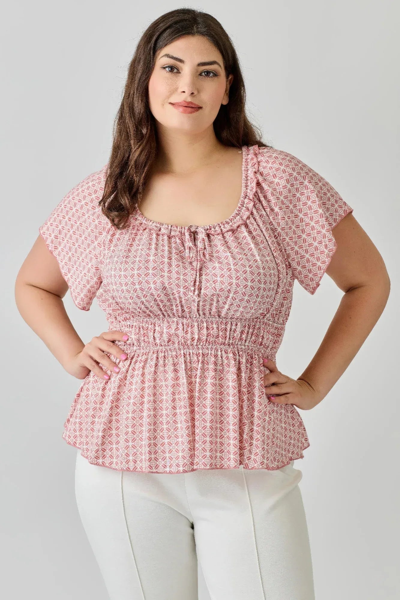 Plus Size Geometric Challis Print Top | Mixtshop LLC