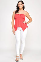 Plus Size Strapless O-ring Asymmetric Top | Mixtshop LLC