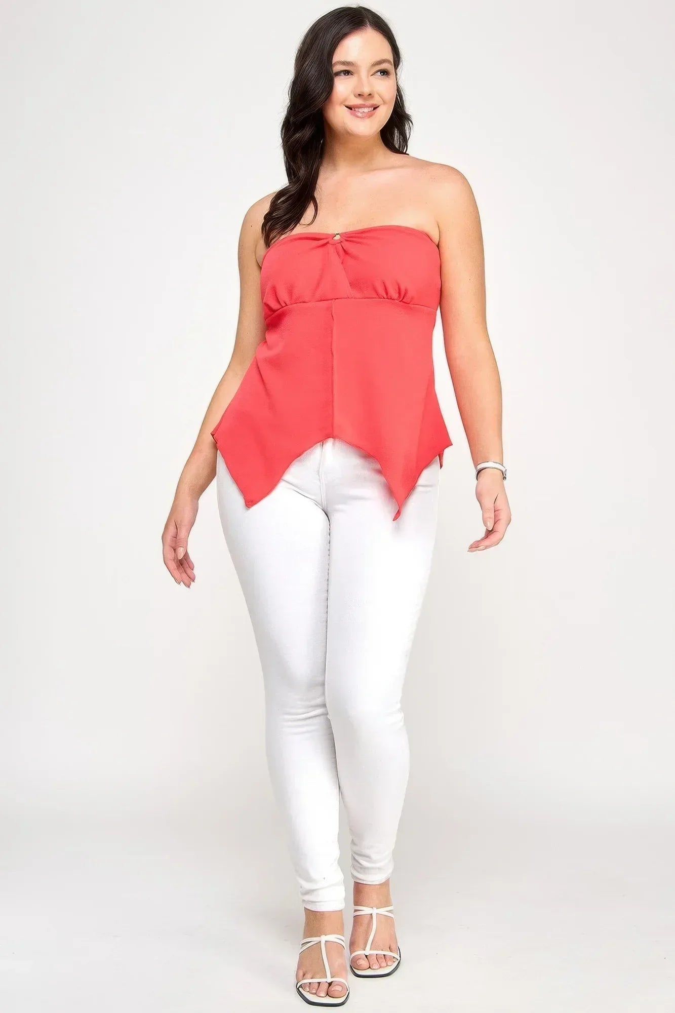 Plus Size Strapless O-ring Asymmetric Top | Mixtshop LLC