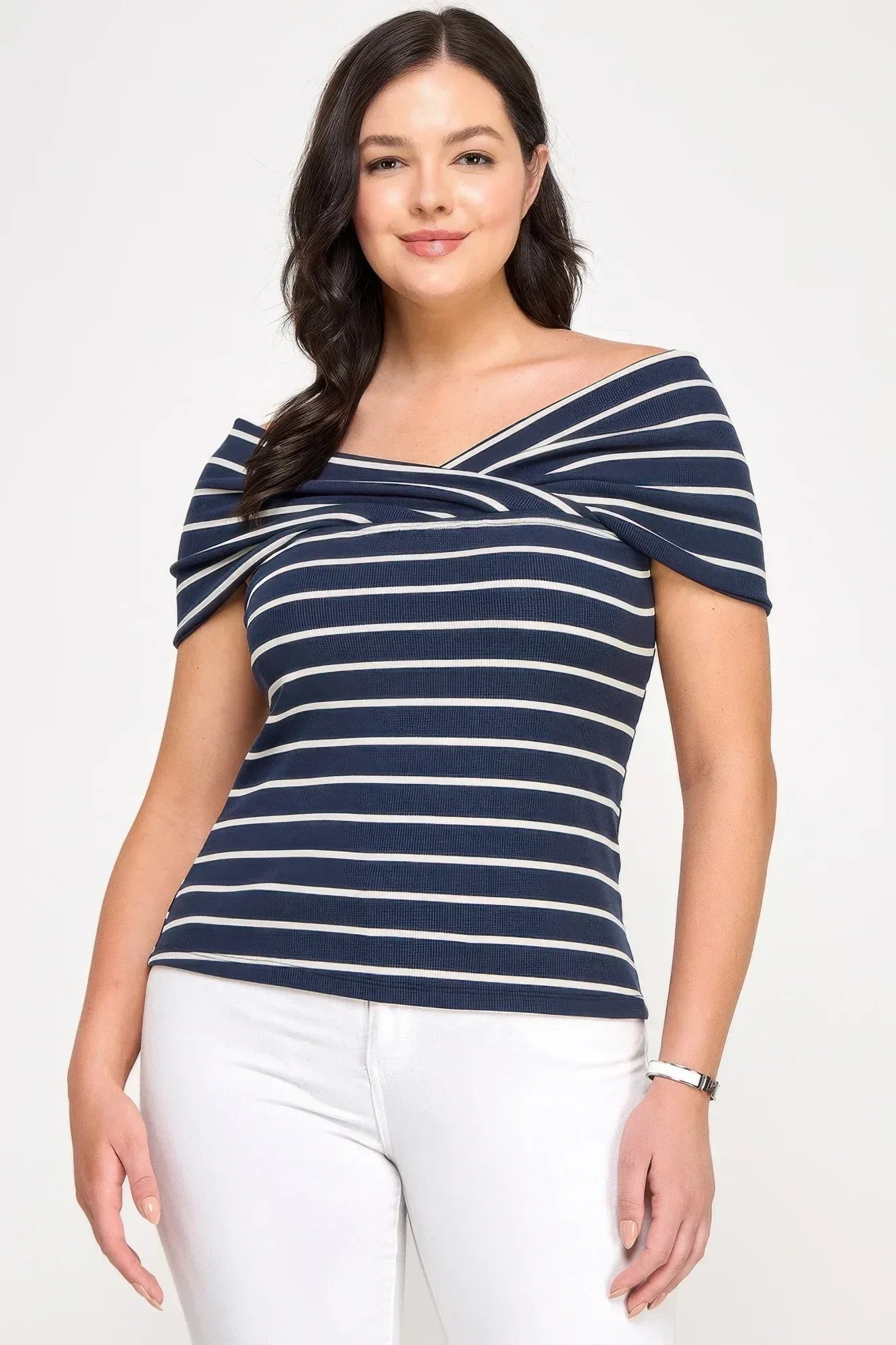 Plus Size Ots Knit Ribbed Striped Top | Mixtshop LLC