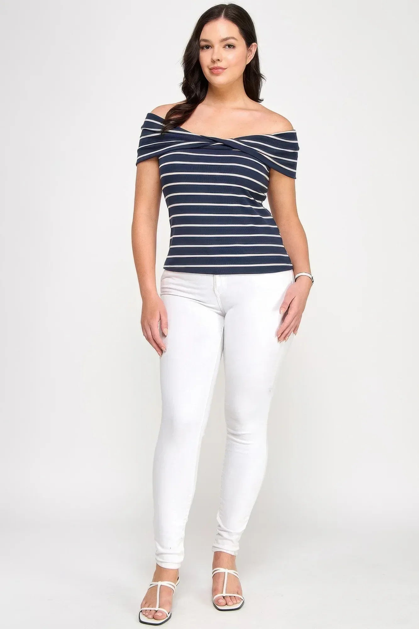 Plus Size Ots Knit Ribbed Striped Top Secondary image
