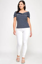Plus Size Ots Knit Ribbed Striped Top | Mixtshop LLC