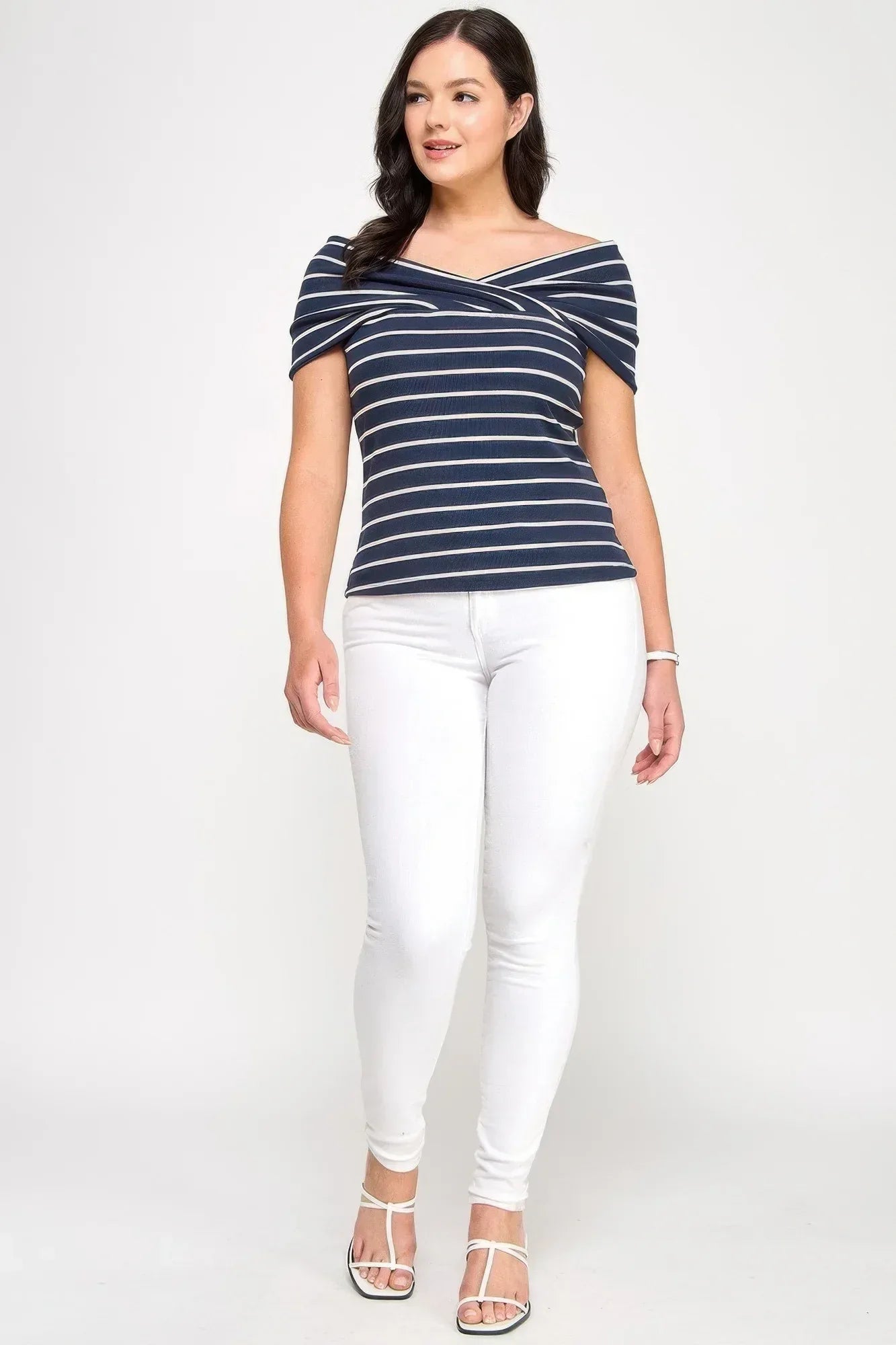 Plus Size Ots Knit Ribbed Striped Top | Mixtshop LLC