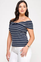 Plus Size Ots Knit Ribbed Striped Top | Mixtshop LLC
