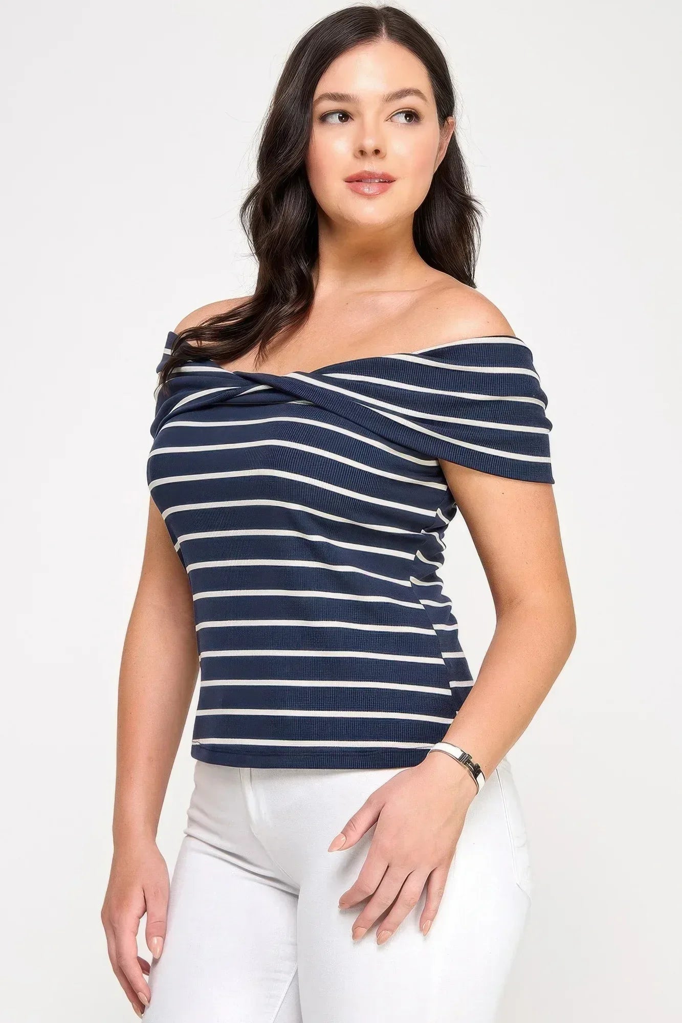 Plus Size Ots Knit Ribbed Striped Top | Mixtshop LLC