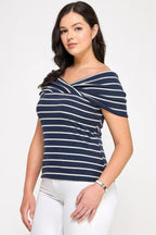 Plus Size Ots Knit Ribbed Striped Top | Mixtshop LLC