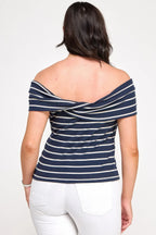 Plus Size Ots Knit Ribbed Striped Top | Mixtshop LLC