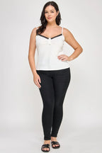 Plus Size Ribbed Knit Camisole With Lace Trim | Mixtshop LLC