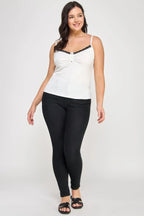 Plus Size Ribbed Knit Camisole With Lace Trim | Mixtshop LLC