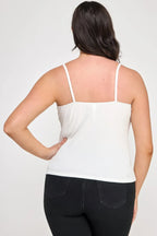 Plus Size Ribbed Knit Camisole With Lace Trim | Mixtshop LLC